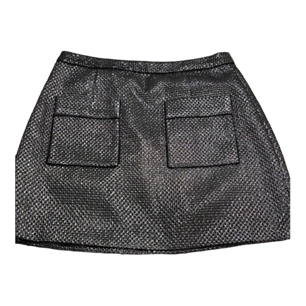 #316  PINK TARTAN Metallic Silver Mini Skirt